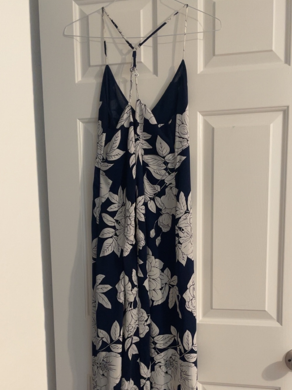 Strappy Floral Maxi Dress in Navy and White - Picture 3 of 3